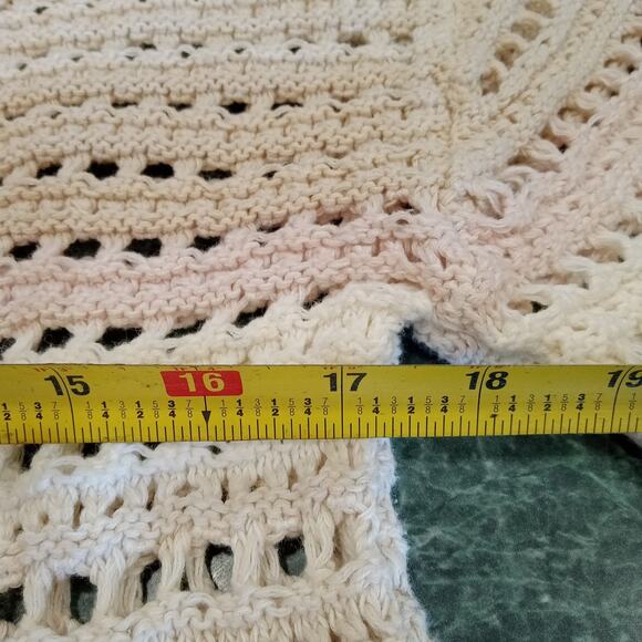 Gap Chunky Open Knit Sweater 100% Cotton Beachy Tan Pink White Crochet Layering - Picture 9 of 9